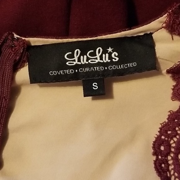 Lulu’s Maroon Lace Long Sleeve Dress Size Small - Picture 3 of 5